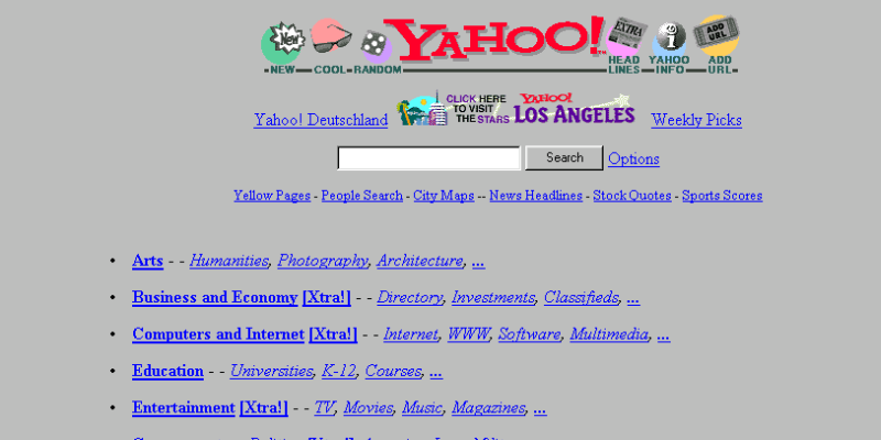 Один из первейших поисковиков Yahoo 