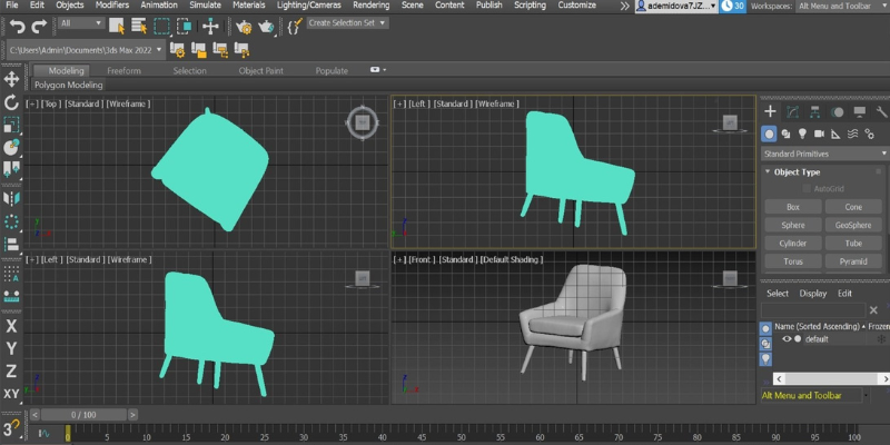 Разработка 3D модели кресла