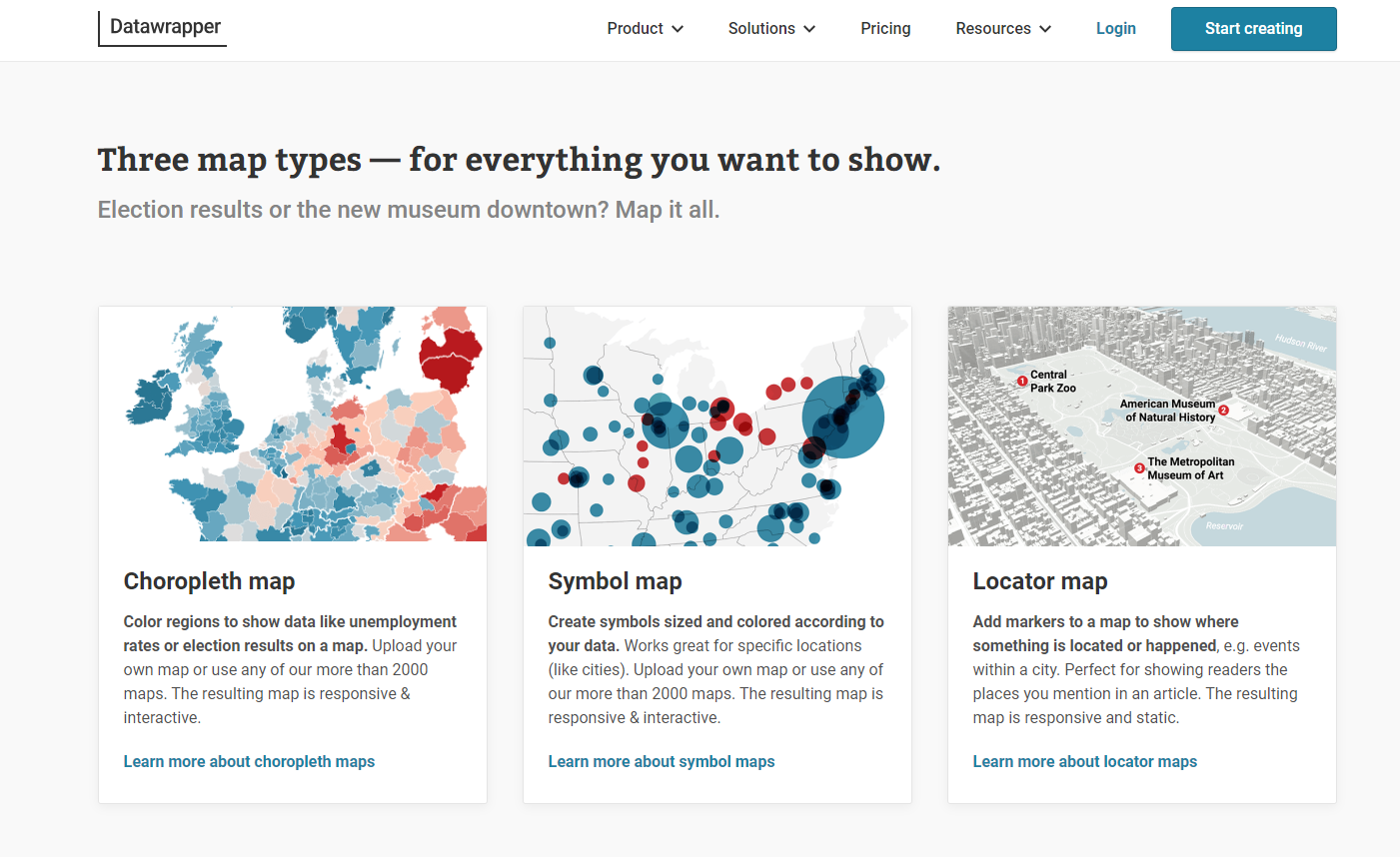 Пример шаблона интерактивных карт на сайте https://www.datawrapper.de/maps