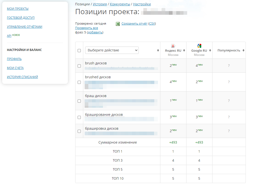 Seoplane показывает занимаемые веб-сайтом позиции в Google и Яндекс