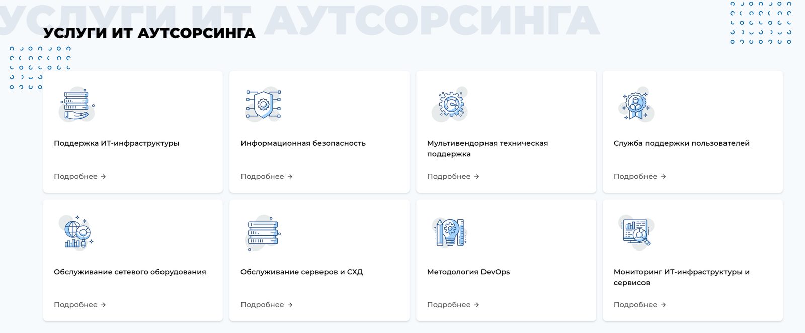 Пример каталога услуг
