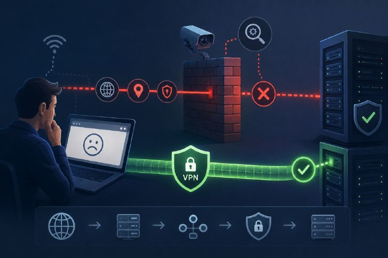 VPN-соединение обходит сетевой фильтр и ведёт к серверу
