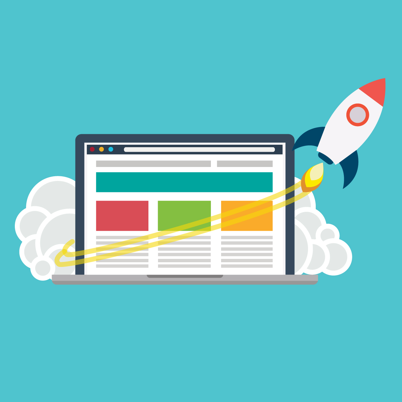 Компьютер, символизирующий успешный запуск сайта