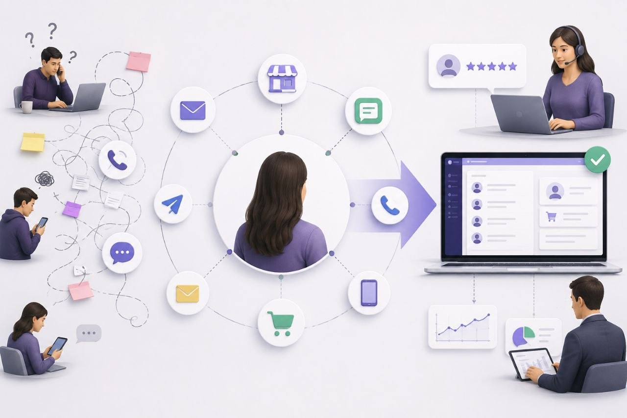 Клиент в центре омниканальной сети каналов и CRM-системы