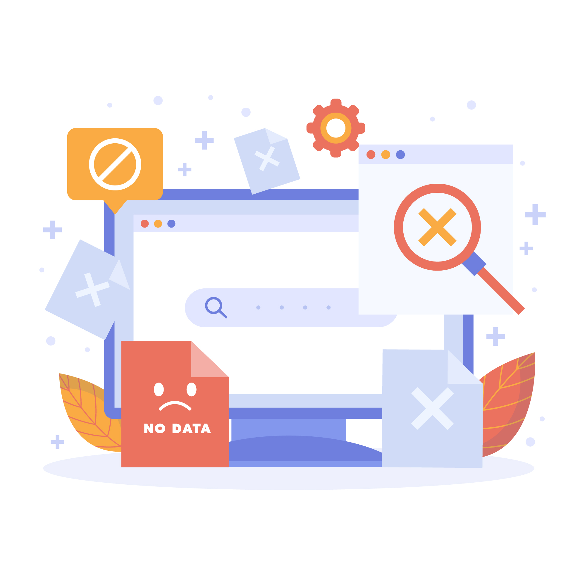 Иконки пустых данных и ошибок на экране: медленная загрузка сайта