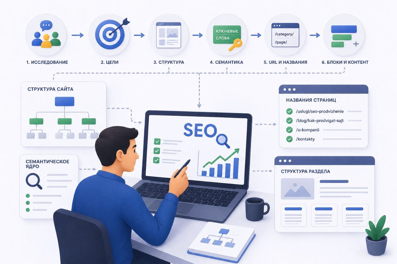SEO-специалист настраивает рост сайта еще до запуска