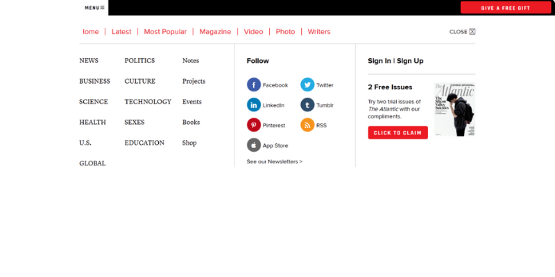 Пример четкого, хорошо структурированного дизайна навигации с домашней страницы.
