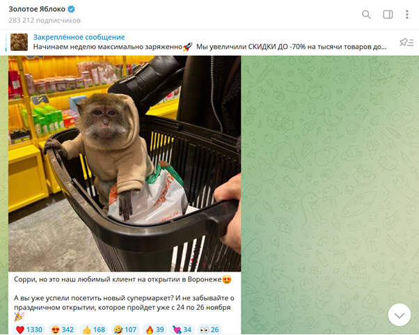 Таким постом ЗЯ напоминает об открытии своего нового супермаркета в телеграм-канале