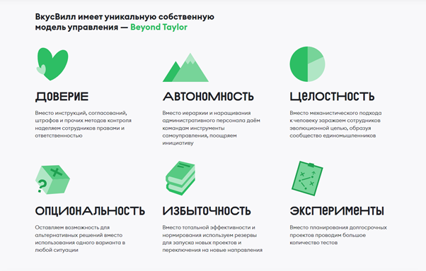 Модель управления, прописанная в брендбуке ВкусВилл